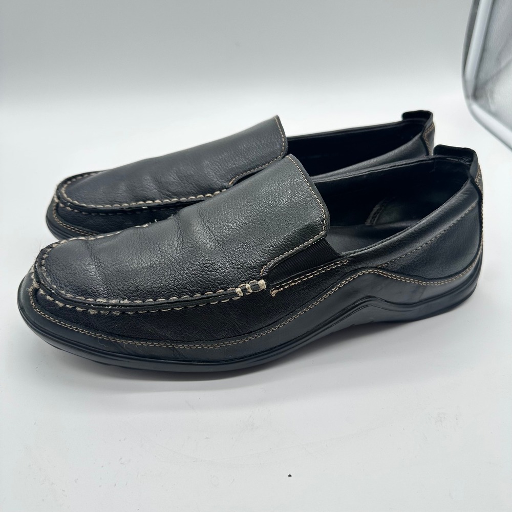 Cole Haan Tucker Venetian Black Leather Driver Loafers Mens Slip On Shoes 10.5M - Picture 4 of 11